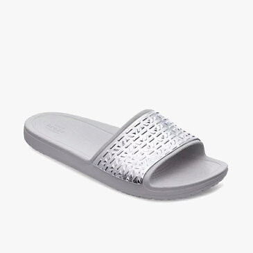 *▲-40%▼ クロックス《レディース》スローン グラフィック エッチド スライド/パール ホワイトxシルバー/ CROCS/W Sloane Graphic Etched Slide - Sandal/Pearl WhitexSilver #