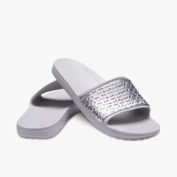 *▲-40%▼ クロックス《レディース》スローン グラフィック エッチド スライド/パール ホワイトxシルバー/ CROCS/W Sloane Graphic Etched Slide - Sandal/Pearl WhitexSilver #