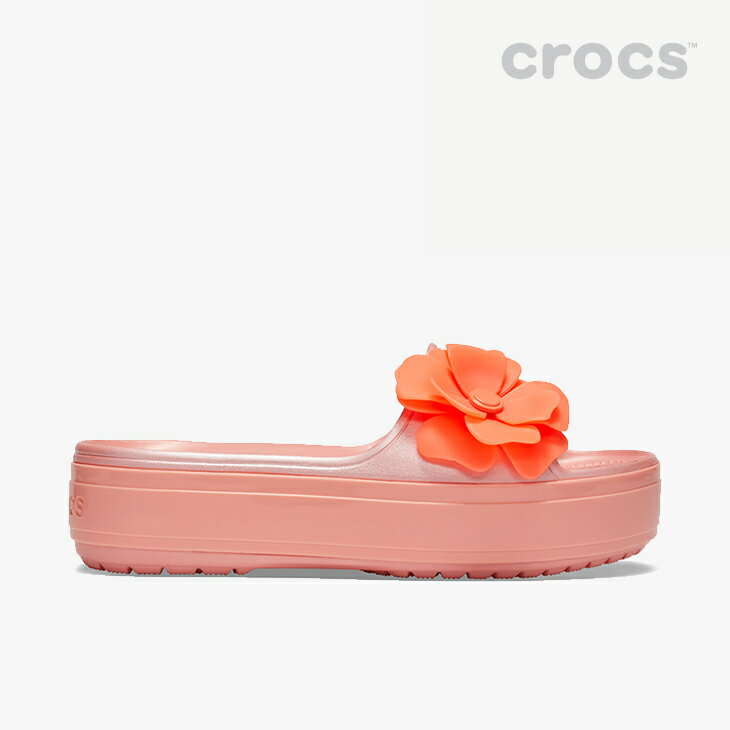 *・クロックス《ユニセックス》クロックバンド プラットフォーム ヴィヴィッド ブルームズ スライド/メロン/ CROCS/Crocband Platform Vivid Blooms Slide - Sandal/Melon #