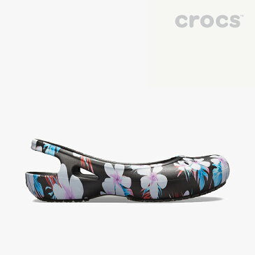 ・クロックス《レディース》カディ シーズナル スリングバック フラット/トロピカルフローラル ブラック/ CROCS/W Kadee Seasonal Slingback/Tropical Floral Black #