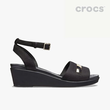 ▲-40%▼ クロックス《レディース》レイ アン メタル ブロック アンクル ウェッジ/シャンパン ブラック/ CROCS/W Leigh Ann Metal Block Ankle Wedge - Sandal/Champagne Black #