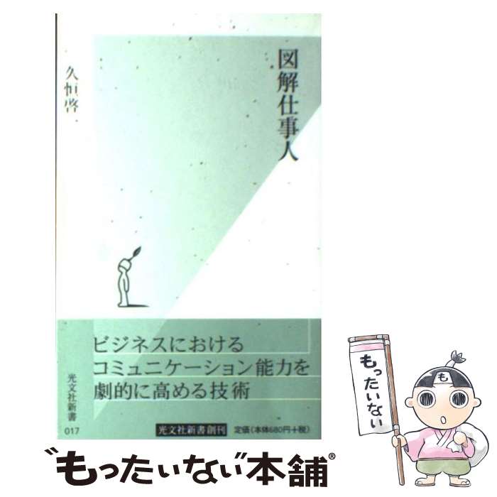 著者：久恒 啓一出版社：光文社サイズ：新書ISBN-10：433403117XISBN-13：9784334031176■こちらの商品もオススメです ● 描ける！ビジネス図解。 企画とプレゼンテーションのための / 久恒 啓一 / 同文舘出版 [単行本] ■通常24時間以内に出荷可能です。※繁忙期やセール等、ご注文数が多い日につきましては　発送まで48時間かかる場合があります。あらかじめご了承ください。 ■メール便は、1冊から送料無料です。※宅配便の場合、2,500円以上送料無料です。※あす楽ご希望の方は、宅配便をご選択下さい。※「代引き」ご希望の方は宅配便をご選択下さい。※配送番号付きのゆうパケットをご希望の場合は、追跡可能メール便（送料210円）をご選択ください。■ただいま、オリジナルカレンダーをプレゼントしております。■お急ぎの方は「もったいない本舗　お急ぎ便店」をご利用ください。最短翌日配送、手数料298円から■まとめ買いの方は「もったいない本舗　おまとめ店」がお買い得です。■中古品ではございますが、良好なコンディションです。決済は、クレジットカード、代引き等、各種決済方法がご利用可能です。■万が一品質に不備が有った場合は、返金対応。■クリーニング済み。■商品画像に「帯」が付いているものがありますが、中古品のため、実際の商品には付いていない場合がございます。■商品状態の表記につきまして・非常に良い：　　使用されてはいますが、　　非常にきれいな状態です。　　書き込みや線引きはありません。・良い：　　比較的綺麗な状態の商品です。　　ページやカバーに欠品はありません。　　文章を読むのに支障はありません。・可：　　文章が問題なく読める状態の商品です。　　マーカーやペンで書込があることがあります。　　商品の痛みがある場合があります。