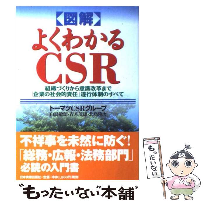 著者：白潟 敏郎出版社：日本実業出版社サイズ：単行本（ソフトカバー）ISBN-10：4534039182ISBN-13：9784534039187■こちらの商品もオススメです ● 企業の社会的責任［CSR］の基本がよくわかる本 / 海野みづえ / KADOKAWA(中経出版) [単行本] ● CSR入門 / 岡本 享ニ / 日本経済新聞出版 [新書] ● 日本のゴミ問題 / 脇坂 宣尚 / 中央法規出版 [単行本] ● 森と緑の教育現場から　1 / 碩文社 / 碩文社 [単行本] ● 経済発展と環境保全 / 環境経済 政策学会 / 東洋経済新報社 [単行本] ■通常24時間以内に出荷可能です。※繁忙期やセール等、ご注文数が多い日につきましては　発送まで48時間かかる場合があります。あらかじめご了承ください。 ■メール便は、1冊から送料無料です。※宅配便の場合、2,500円以上送料無料です。※最短翌日配達ご希望の方は、宅配便をご選択下さい。※「代引き」ご希望の方は宅配便をご選択下さい。※配送番号付きのゆうパケットをご希望の場合は、追跡可能メール便（送料210円）をご選択ください。■ただいま、オリジナルカレンダーをプレゼントしております。■お急ぎの方は「もったいない本舗　お急ぎ便店」をご利用ください。最短翌日配送、手数料298円から■まとめ買いの方は「もったいない本舗　おまとめ店」がお買い得です。■中古品ではございますが、良好なコンディションです。決済は、クレジットカード、代引き等、各種決済方法がご利用可能です。■万が一品質に不備が有った場合は、返金対応。■クリーニング済み。■商品画像に「帯」が付いているものがありますが、中古品のため、実際の商品には付いていない場合がございます。■商品状態の表記につきまして・非常に良い：　　使用されてはいますが、　　非常にきれいな状態です。　　書き込みや線引きはありません。・良い：　　比較的綺麗な状態の商品です。　　ページやカバーに欠品はありません。　　文章を読むのに支障はありません。・可：　　文章が問題なく読める状態の商品です。　　マーカーやペンで書込があることがあります。　　商品の痛みがある場合があります。