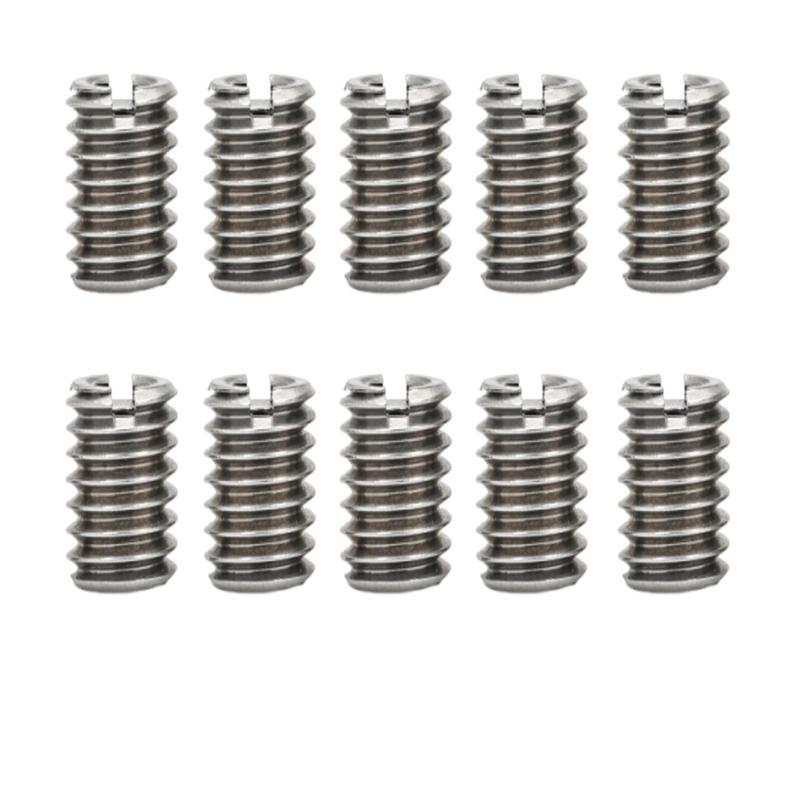 PrimeBlis インサートナット 10個 内径M6*1 外径M8*1.25 長さ15mm 一行溝 ステンレス鋼 ネジ変換アダプター 割溝タイプ エンザート 家具 DIY 接合 補修工具