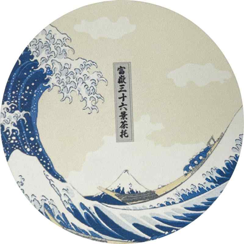 乐天商城 - おもしろ食器 「 Hokusai 北斎 富獄三十六景 」 高吸水 溶岩石コースター 直径10cm 神奈川沖浪裏 食器 雑貨 波 日本画 グッズ 誕生日プレゼント 白 SAN4703-1