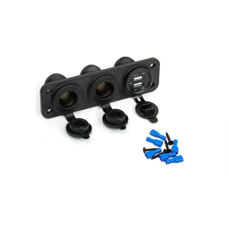 zmart DC 12V/24V 3ポート シガーライターx2+USBプラグアダプター オートバイ トラクター車の充電器 ソケット スプリッター スマートフォン シガーソケット 車載充電器 USBカーチャージャー DC分配