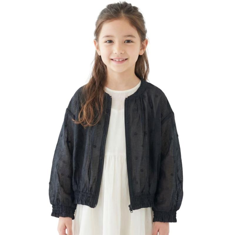 乐天商城 - [RIO] シアーブルゾン 2026SSモデル 90cm～140cm 全3色 女の子 フードなし 軽量 羽織り ドット柄 ジップアップ 日よけ 春 夏 秋 アウター