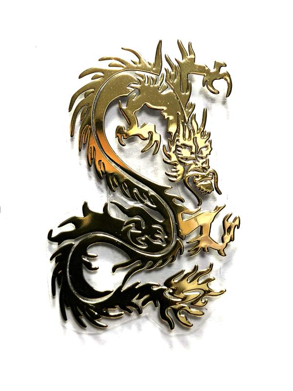 RELIGHT ドラゴン 龍 金属製 ステッカー シール 4.5cm×3cm ゴールド シルバー