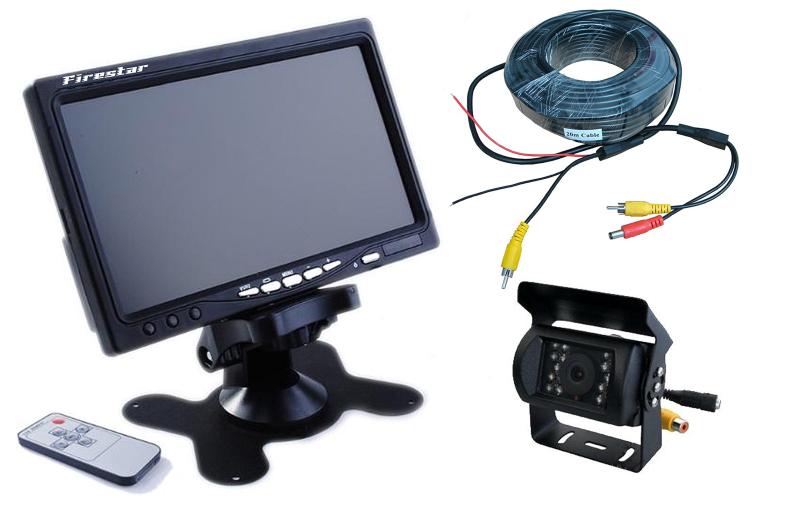乐天商城 - Firestar 7インチモニター+ バックカメラ12V/24V兼用 バックカメラセット+一体型20Mケーブル トラック、バス、重機等対応VM-CR-OM7BKKB20M