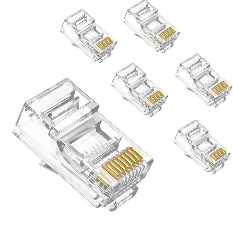 LANコネクタ RJ45コネクタ CAT6対応 CAT5e 兼用 8P8C 配線簡単 きんめっきチップ まげていこう デスクトップPC ルータ テレビ台 セットトップボックスなどの適用（5個）
