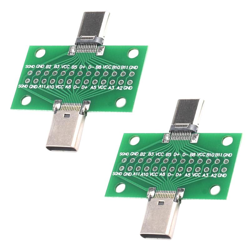 乐天商城 - ADOFUN 2個タイプC PCBボード USB3.1 Type-Cオス-メス基板24P 3.1 TYPE-C PCBテストソケットテストボード 2.54mmコネクタ オス-メス ソケットピンヘッダー付きデータ線ケーブル転送用 DIY用