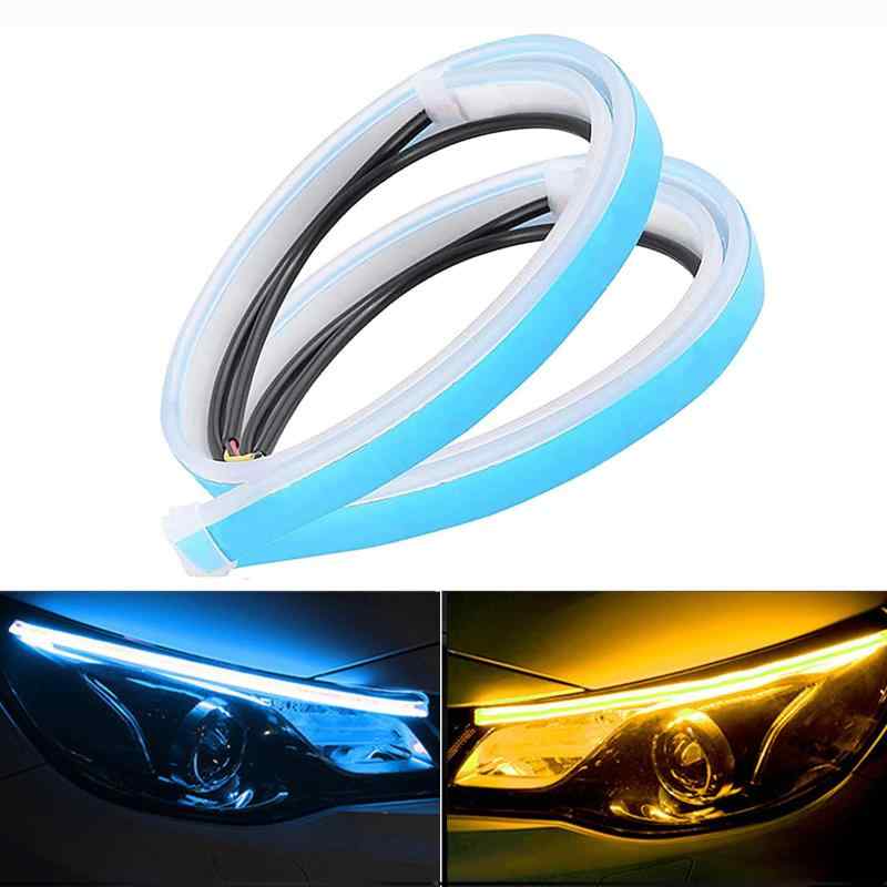 QuickYen シーケンシャルウインカー ledテープ 流れるウインカー 薄型 車用 デイライト【2色】このLEDストリップはバイカラーで、白く光る色は昼光色、流れるようなアンバー（黄色）はインジケーターとして使用します。ご注意：取付の際に、バッテリーに繋がって先に点灯確認を行ってください。【防水加工済み】LEDテープだけではなく、ユニット内部もしっかり防水仕様となっていますので、車の外部に装着しても安心です。シリコンの素材で、柔らかくて、曲線にも対応、あらゆる箇所に対応可能。【取付簡単】極薄型デザインで、隙間なく設置できて、取付け位置を確認後に両面テープを剥がして固定するだけです。【多用途】DC12Vの電圧の場所で使えます。自動車及びにSUVなどのにディライト、ポジションライト、ウインカーランプ、車装飾ライト、車のドアライト、テールランプなどとして最適です。アイデア次第で使い方がたくさん【ご注意】本製品は柔くて、曲げることができますが、大幅に曲げられません、内部にての電子基盤が切れる可能性がございますから、予めご了承ください。