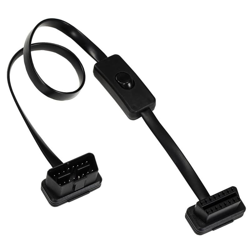乐天商城 - OBD2 スイッチ付き延長コード 16ピン 延長ケーブル 1本セット 車両診断 超薄型 取り回しを簡単に ケーブルの延長/電源の追加や切り替え フラット型 アダプタ コネクタ ブラック（長さ60cm）