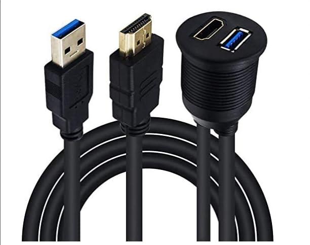 乐天商城 - スズキ 新型ジムニー&シエラ 車用 hdmi&usb3.0 延長パネル 防水ケーブル ダッシュボードキッ(USB&HDMI) （1M）