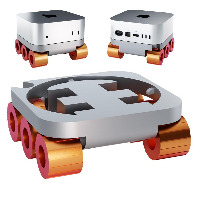 乐天商城 - Dododigital Pro Mac Mini M4用スタンド、3 Dプリン、 放熱、 卓上用スタンド、ホコリ防止装置、火星探査機をモチーフにしたユニークな形状 -ブラック