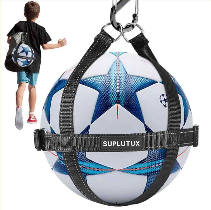 SuplutuX サッカーボール ネット サッカー ボールネット ボール バッグ サッカーボール入れ 袋 収納 ネット リュック & 自転車取付 調節可能 大人 小学生向け