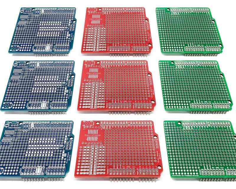 エレクトロクッキー Arduino プロトタイプ シールドボードキット スタッカブル DIY 拡張 プロト プリント基板 PCB Arduino Uno R3用 （3タイプ 9パック)
