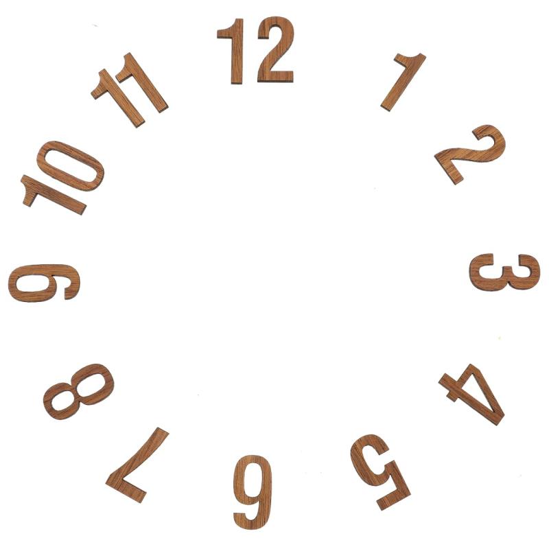 Healifty 時計 数字 パーツ アラビア数字 1セット (1-12) 文字盤 交換 修理 部品 DIY 手作り 掛け時計 ウォールクロック クラフト 素材 立体 貼り付け (ライトブラウン)
