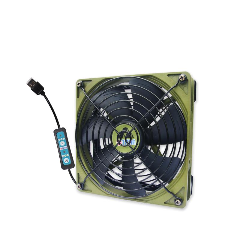 USB Portable Pet Cage Fan – 140mm Double Frame, with Built-in Magnetic Speed ​​Controller, for Camping, Outdoors, and Ventilation