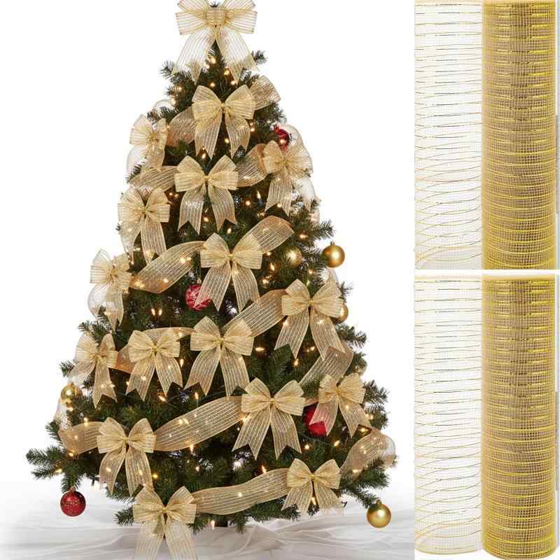 乐天商城 - 2巻セットクリスマスツリー リボン 26cm×9.14m クリスマスツリー 飾り, クリスマス リボン ツリー ー オーナメント ーのファッションデコレーション ガーランド ーのデコレーション ギフトラ