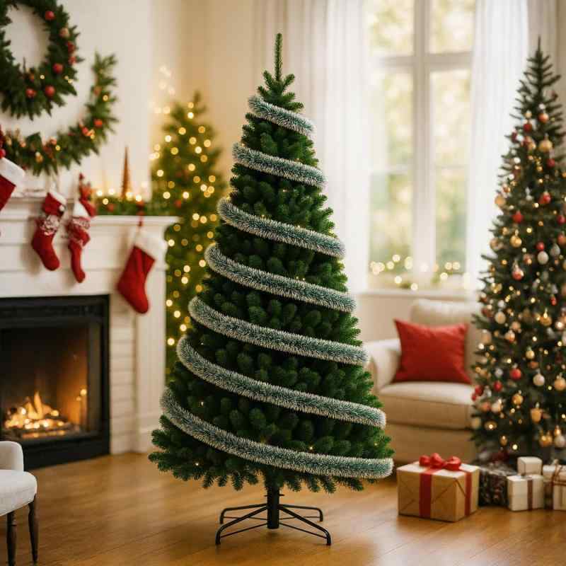 New King(ニューキング) クリスマスツリー 180cm 豪華800本高密度 リボン 星 飾りセット 組み立て簡単セット内容：ツリー×1本、リボン×36枚、星×1枚、モール×3枚、クリスマス飾り×1枚； クリスマスツリーサイズ：高さ180cm。素材：プラスチック、金属クリスマスの雰囲気を演出ツリー：リアルなグリーンの外観は、クリスマスの雰囲気を生み出します。天然のクリスマスツリーのような見た目でありながら、長期間の使用にも耐える耐久性があります安定した設置：台座が付属しており、安定した設置が可能です。これにより、ツリーを設置した際に安心して飾りつけを行えます日本語説明書付き：組み立てが必要ですが、日本語の詳細な説明書が同梱されています。ステップバイステップでの組み立て手順が明確に示されており、簡単に組み立てられますボックス梱包付き：使用後は、ボックスに収納が可能です。ツリーを簡単に分解し、コンパクトに収納できるため、次回の使用時にも便利です。また、保管中にツリーが劣化する心配もありません