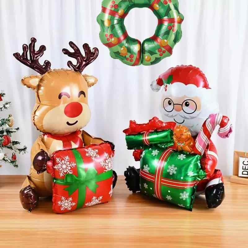 コマンドのTNTOKU クリスマスフィルムバルーン アルミホイール風船 パーティーデコレーション プレゼント サンタ トナカイ リース キャンディー｜アングル2