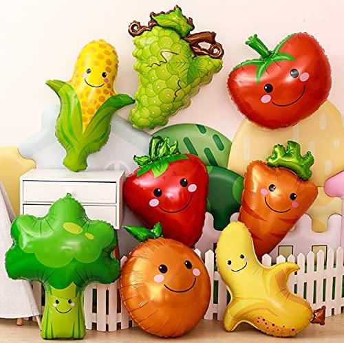 野菜 果物 フィルムバルーンセット スマイル風船 いちご コン 人参 りんご ブロッコリー オレンジ バナナ ぶどう8枚セット 誕生日飾り パーティーデコレーション