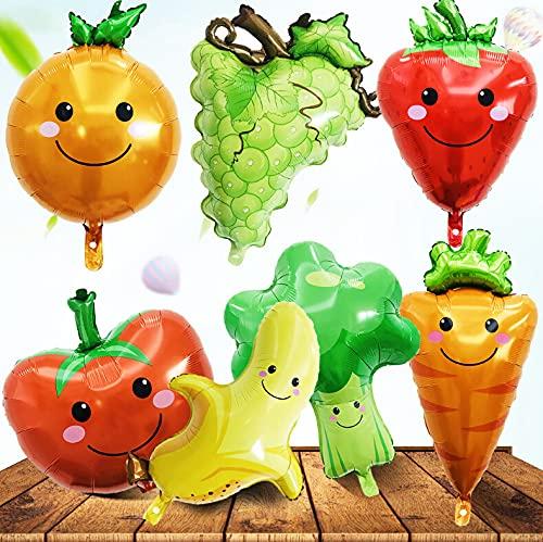 コマンドの野菜 果物 フィルムバルーンセット スマイル風船 いちご コン 人参 りんご ブロッコリー オレンジ バナナ ぶどう8枚セット 誕生日飾り パーティーデコレーション｜アングル2
