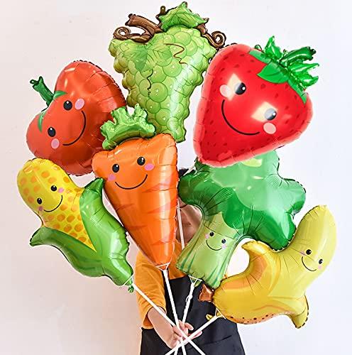 コマンドの野菜 果物 フィルムバルーンセット スマイル風船 いちご コン 人参 りんご ブロッコリー オレンジ バナナ ぶどう8枚セット 誕生日飾り パーティーデコレーション｜アングル3