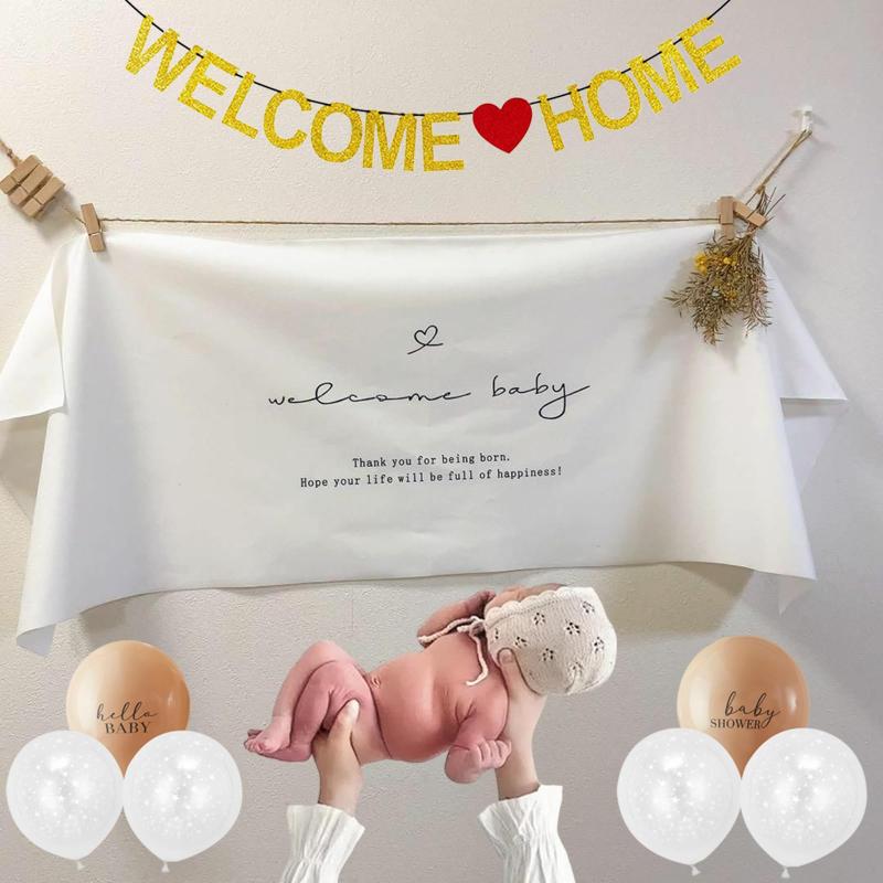 乐天商城 - AirAkl ベビーシャワー デコレーションセット ウェルカム ベビー welcome baby ジェンダーリビールタペストリー 高級生地 ガーランドバルーン出産祝い 妊娠発表 歓迎