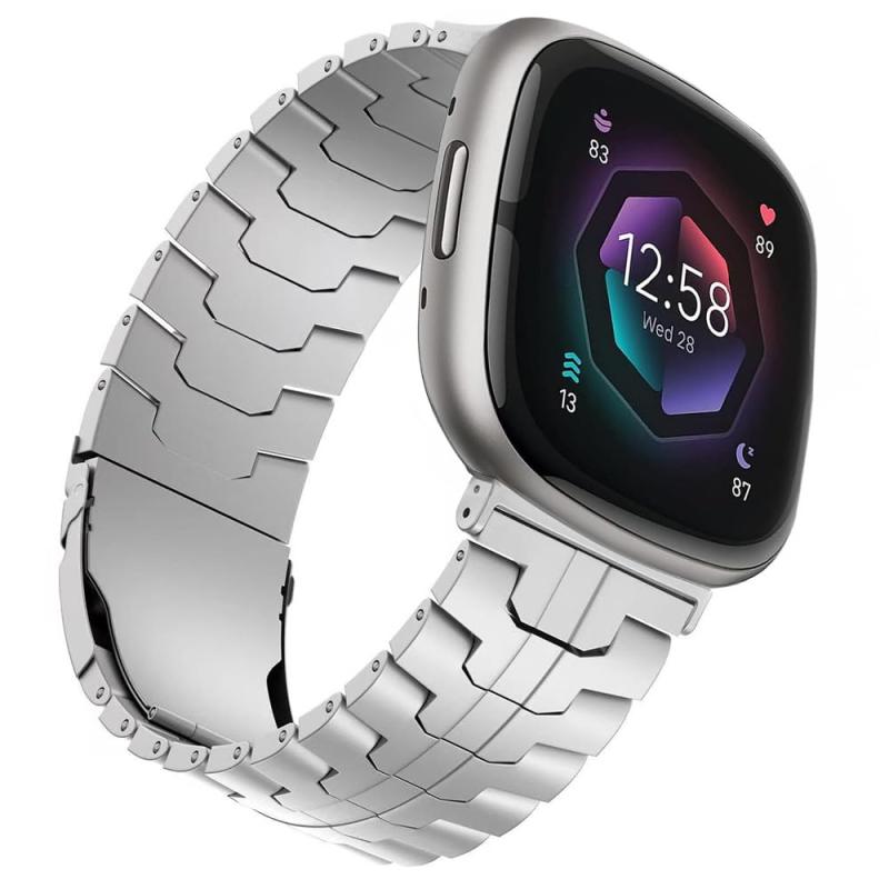 コンパチブル fitbit交換用バンド チタニウム製 for Fitbit Versa4/Versa3/Sense2/Sense 軽量 耐久性 チタンバンド ビジネスバンド 調整工具付き
