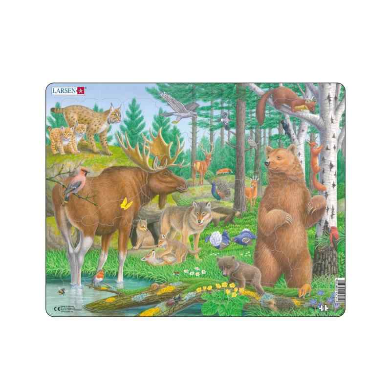 LARSEN ラーセン フォレストアニマルズ 29PCS 動物パズル クマ ヘラジカ ジグゾーパズル 紙製 板パズル 学習 女の子 男の子 3歳 4歳 入園祝い 誕生日 プレゼント おもちゃ 知育玩具 子供 こども
