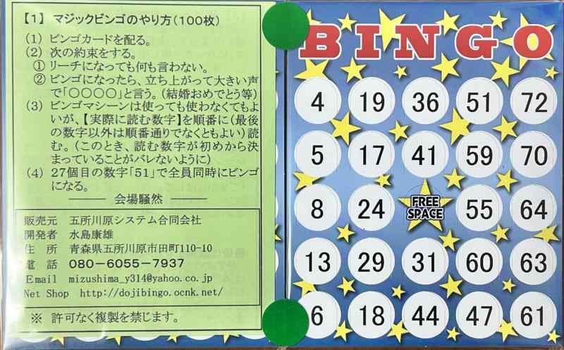 マジックビンゴ(100枚)