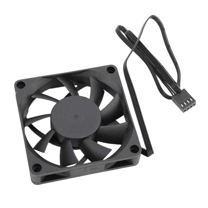 70mm PWM ケースファンデュアルボールベアリング冷却ファン 4 ピン PWM インテリジェント温度制御 PC ケースファン 動作 最大 2500RPM の速度 7 ブレード効率的な冷却