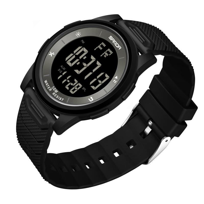 Timever（タイムエバー）デジタルうで時計 メンズ 薄型 軽量 装着感よい 防水腕時計 led watch アラーム スポーツウォッチ 多機能