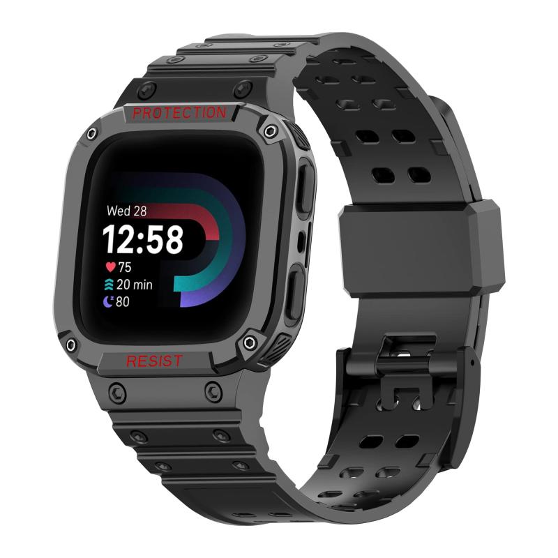  コンパチブル Fitbit versa 3/versa 4/Fitbit Sense/Sense2 ウォッチバンド ケース付き ソフトTPUスポーツバンド 調節可能 交換ベルト レディース メンズ