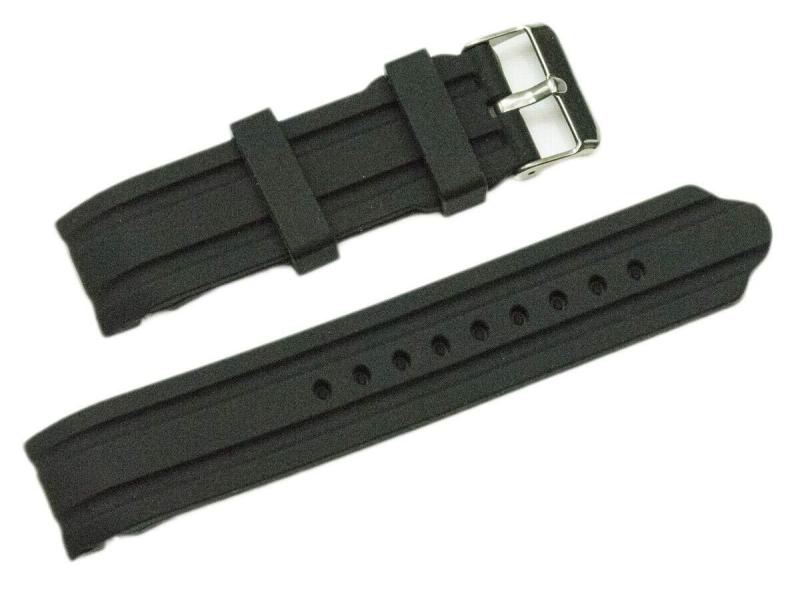 乐天商城 - ewatchAccessories 24mm ブラックシリコンラバーカーブエンドダイブウォッチバンドストラップ