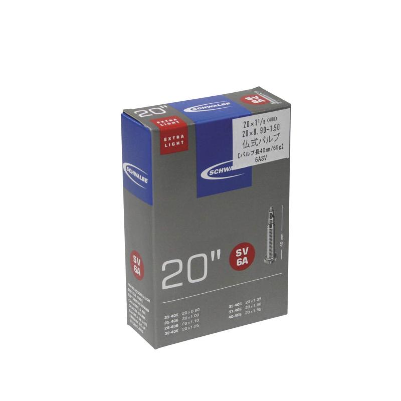 シュワルベ(SCHWALBE)20×0.90/1.50,20×1 1/8(406)用チューブ 仏式 40mmバルブ 6A-SV