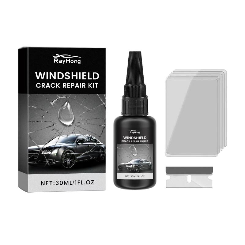 RAYHONG フロントガラスひび割れ補修液 ドイツ フロントガラスのひび割れ修理キット 修復液 30ml 車のフロント自動車ガラス修理DIY 窓フロントガラスリペアキット 飛び石 傷 穴埋め 修復 修理