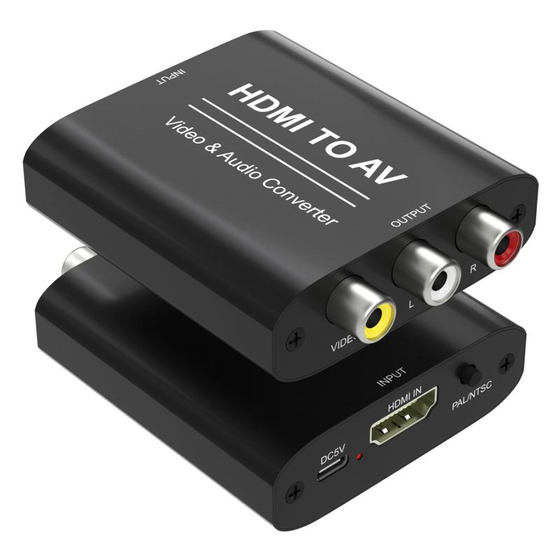 HDMI 変換 RCAアダプタ HDMI to RCA 変換コンバーター コンポジット HDMI 変換 アルミ合金製 1080/720P 入力 音声転送 PAL/NTSC切り替え