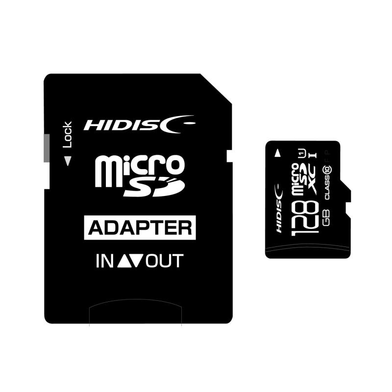 HIDISC microSDカード 128GB 重要データ 保存 データ転送 バックアップ 写真 動画 CLASS10 UHS-1対応 アダプタ付き