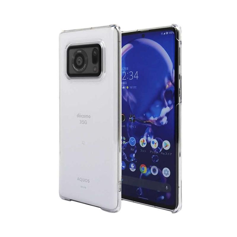 AQUOS R6 SH-51B スマホケース クリア カバー 耐衝撃 薄型 耐熱性 シンプル 高光沢 軽量 ハード ポリカーボネート ストラップホール付  (AQUOS R6, クリア)