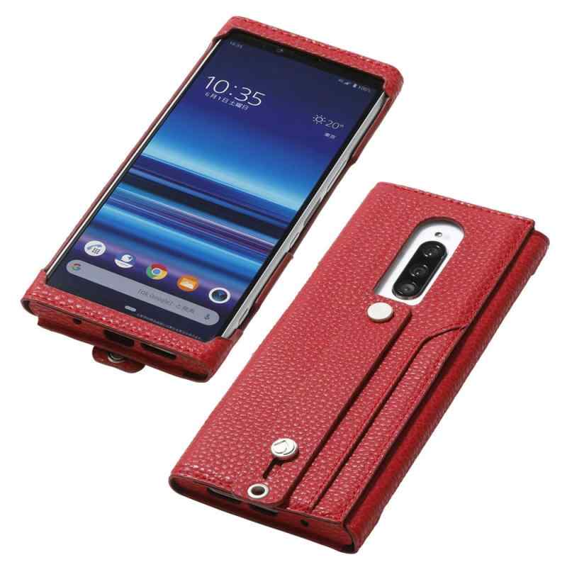 Deff ディーフ Xperia 1用 clings 包み込むようなPUレザーケース レッド