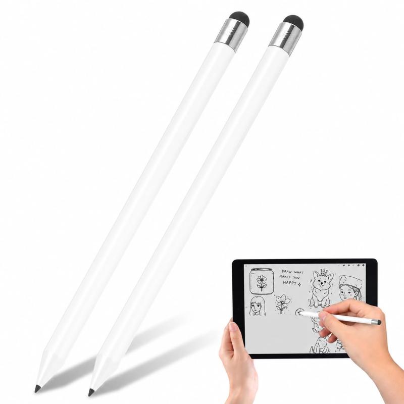 BESTOYARD タッチペン スタイラスペン 2way 両用 スマホ タブレット 静電容量式 抵抗膜式 充電不要 ペン タブレット(pc) スマホ 対応 ペアリング不要 極細 傷防止 16. 5cm 軽量 ホワイト 2本入り