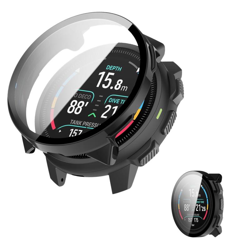 Case Cover for SUUNTO Nautic S 【NOUKAJU】 For SUUNTO Nautic S Smartwatch Case Screen Protector Full Protection Ultra-thin Easy Installation Shockproof High Transparency Impact Absorption Dustproof (Black)