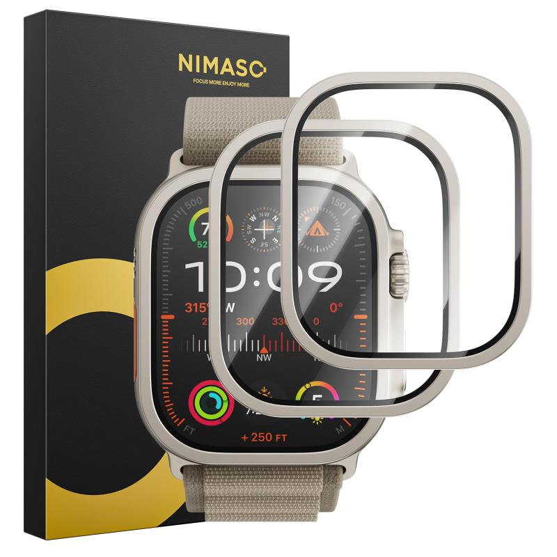 NIMASO Apple Watch Ultra 3 (2025) / 2 (2023) / 1 (2022) 49mm 対応 ガラスフィルム 一体型 全面保護 強化ガラス 保護フィルム アップルウォッチ ウルトラ / ウルトラ2 / ウルトラ
