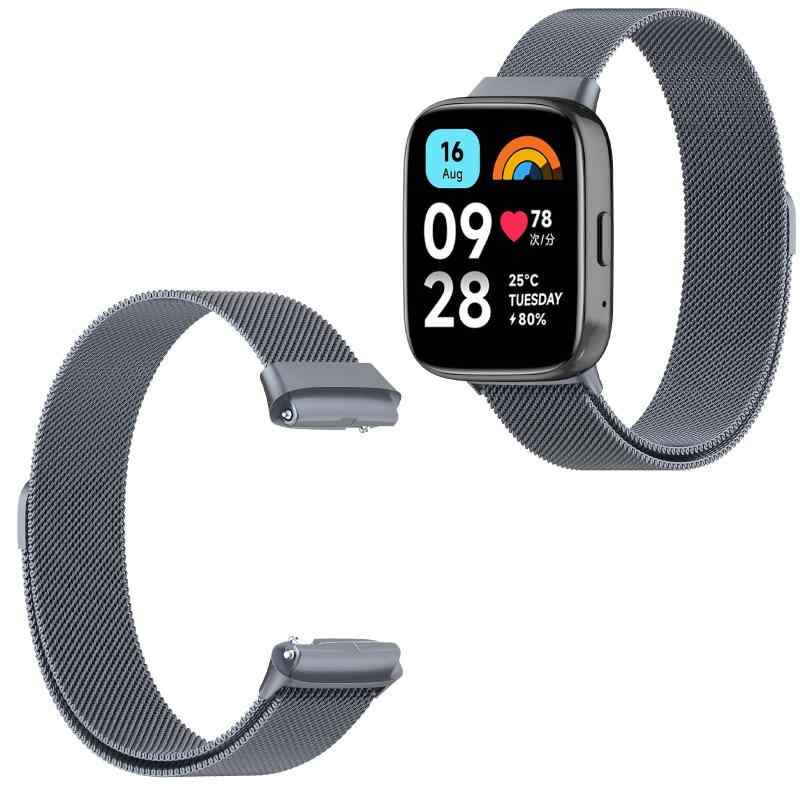Redmi Watch3 Active 用 バンド 交換バン ド 無段階調節可能 通気 メッシュ 通気 軽量、快適、耐久性、防水性 防汗 男女兼用 工具不要 （グレー）