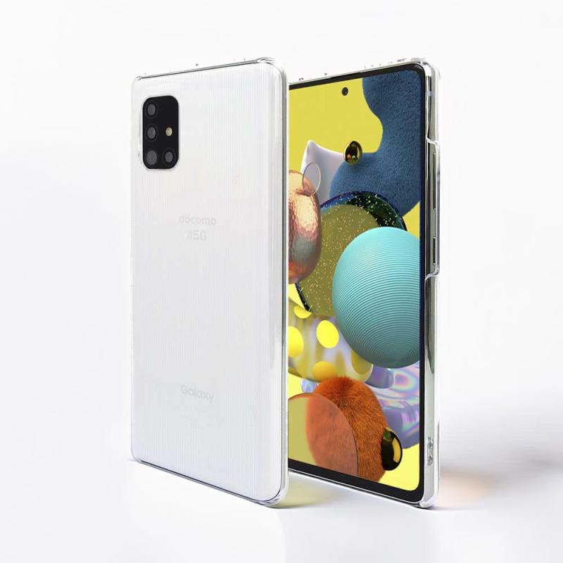 Galaxy A51 5G SC-54A SCG07 スマホケース クリア 互換対応カバー 耐衝撃 薄型 耐熱性 シンプル 高光沢 軽量 ハード ポリカーボネート ストラップホール付 (Galaxy A51 5G, クリア)