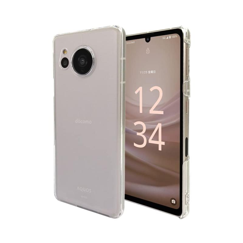 AQUOS sense7 スマホケース クリア カバー 耐衝撃 薄型 耐熱性 シンプル 高光沢 軽量 ハード ポリカーボネート ストラップホール付 