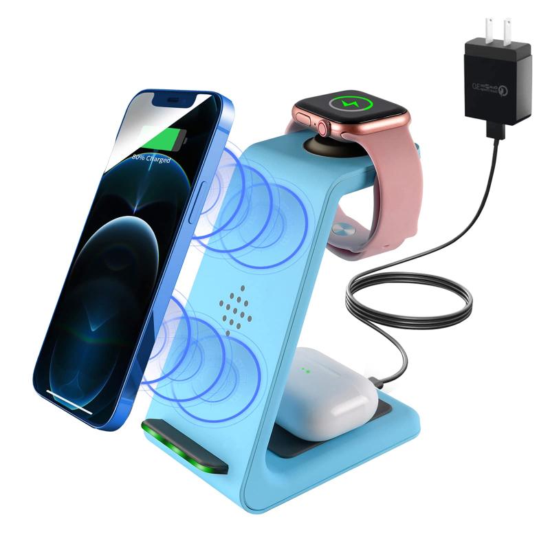 ワイヤレス充電器 3in1 cellphone 置くだけ充電 Qi認証 iWatch8/7/SE/6/5/4/3/2スタンド cellphone 14/13/12/11Pro Max/Galaxy S22/S21/S20/S10/S9/Note 10どQ